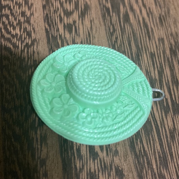 Vintage pink and green hair clip, dog hair clip, vintage parasol barrette, - Picture 4 of 6